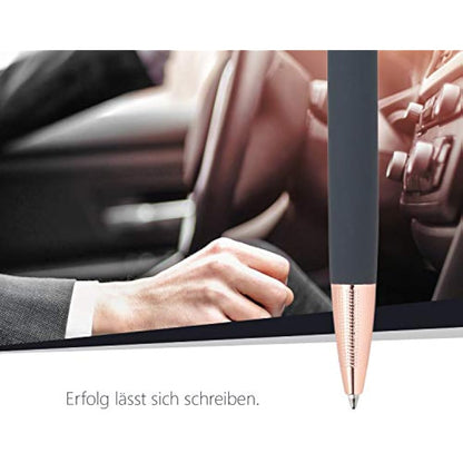 Cerruti 1881 Rollerball Pen „THAMES“ | Stainless Steel with Grey Rubberized Lacquer And Gold Plating | Black Ink | Gift Box