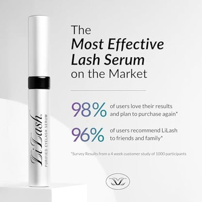 LiLash XL Eyelash Serum to Grow Longer & Fuller-Looking Lashes - Eyelash Growth Enhancer, Safe for Use with Contacts, Lash Extensions, Sensitive Eyes - Vegan & Cruelty-free (4mL, 6-Month Supply)