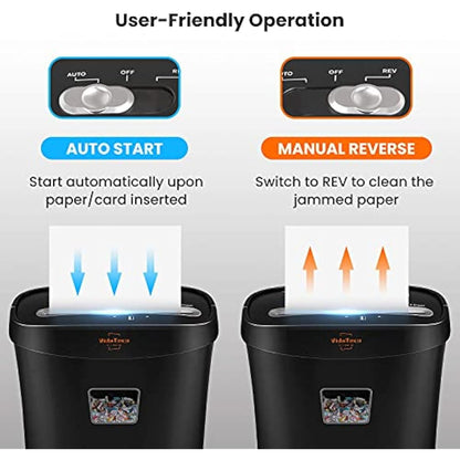 VidaTeco Micro-Cut Paper Shredder 10-Sheet Shreds Paper/Card/Staple/Clip Paper Shredder for Home Office Security Level P-4 Jam Proof System 15L Pullout Basket