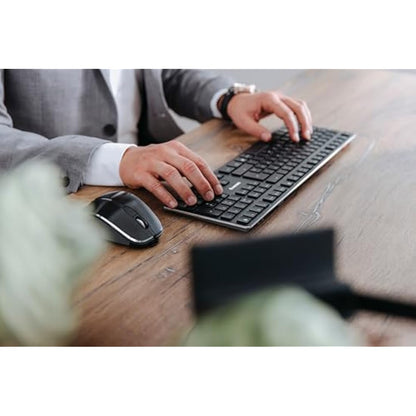 CHERRY MW 8C ERGO, Wireless Mouse with Ergonomic Thumb Rest for Right-Handers, Bluetooth or 2.4 GHz RF Connection, Rechargeable, Black