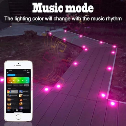 GEYUEYA Home RGB Decking Lights Kit, Ø30MM 12V 0.5W Bluetooth APP Control LED Recessed Deck Lights for Deck Patio Terrace Pathway Decoration - 20 Packs