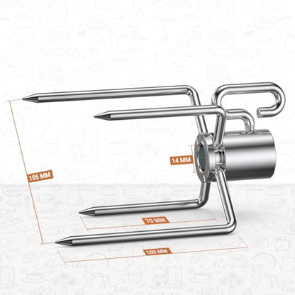 onlyfire 6002 Rotisserie Meat Forks for Grills Fits 12mm hexagon & 10mm and 8mm square rotisserie spit rods and round spit