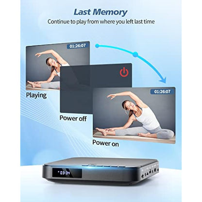 DESOBRY Mini DVD Player HDMI for TV 1080P Multi Region DVD Player with AV Output, USB/TF Card Input, Remote Control, Support PAL/NTSC