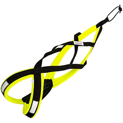 LASALINE X-Back Dog Harness for Canicross Bike, Ski Jöring Scooter Sledge Black Neon Yellow