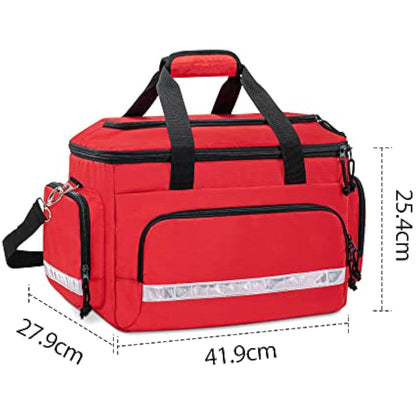 Damero First Responder Bag Empty, Medical Emergency Trauma Bag with Detachable Dividers for EMT, Nurses, Tactical Medics, Home Care, Red