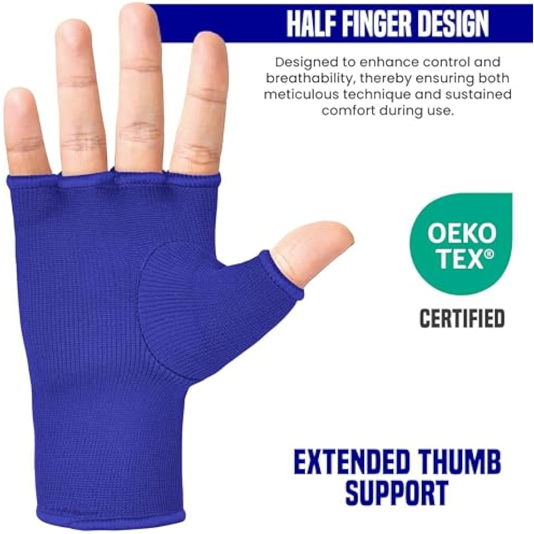 RDX Boxing Hand Wraps Inner Gloves for Punching - Half Finger Elasticated Bandages under Mitts Fist Protection - Great for MMA, Muay Thai, Kickboxing, Martial Arts Training, Combat Sports