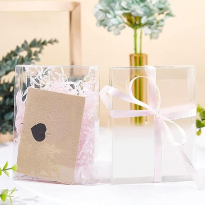 BENECREAT 30PCS Clear Wedding Favour Boxes with Protective Film 10x10x3cm Rectangle PVC Transparent Gift Boxes for Candy Chocolate Birthday, Wedding, Party Favors