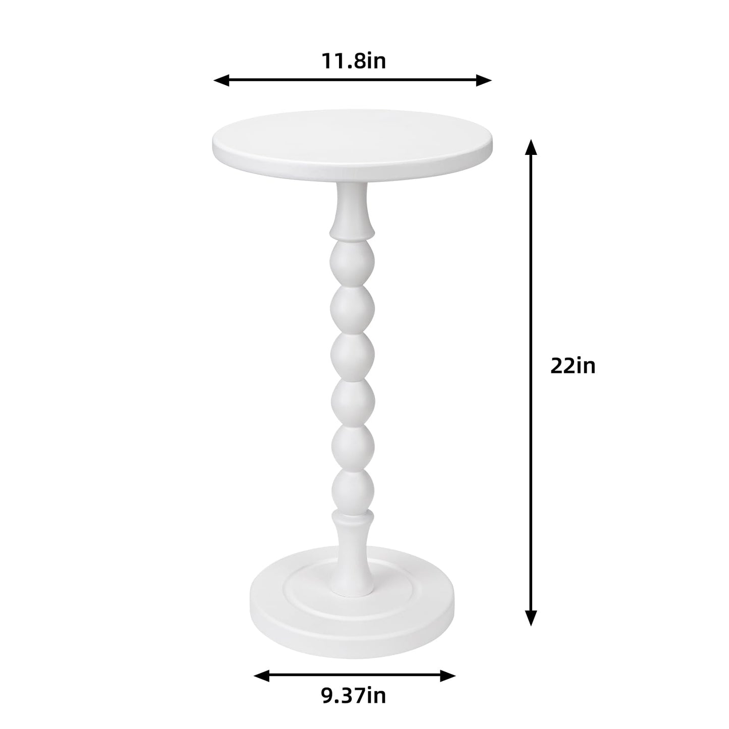 Lampaggio Round Side Table for Small Spaces, Drink Table with Oak Wood Pedestal, Modern End Table Nightstand for Living Room, Bedroom, Office