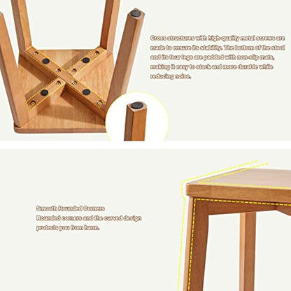 Aibiju Square Wooden Stool, Dressing Table Stool, Solid Wood Makeup Stool, Step Stool, Kids Small Table, Perfect Size for your Living Room, Bedroom (Natural, 1 Piece),YDEU-1502