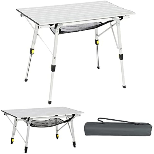 Portal Camping Tables That Fold up Picnic Table Folding Portable with Height Adjustable Legs Collapsible Table 3ft Aluminium Rollup Outdoor Table Lightweight Foldable for Beach Fishing Garden BBQ