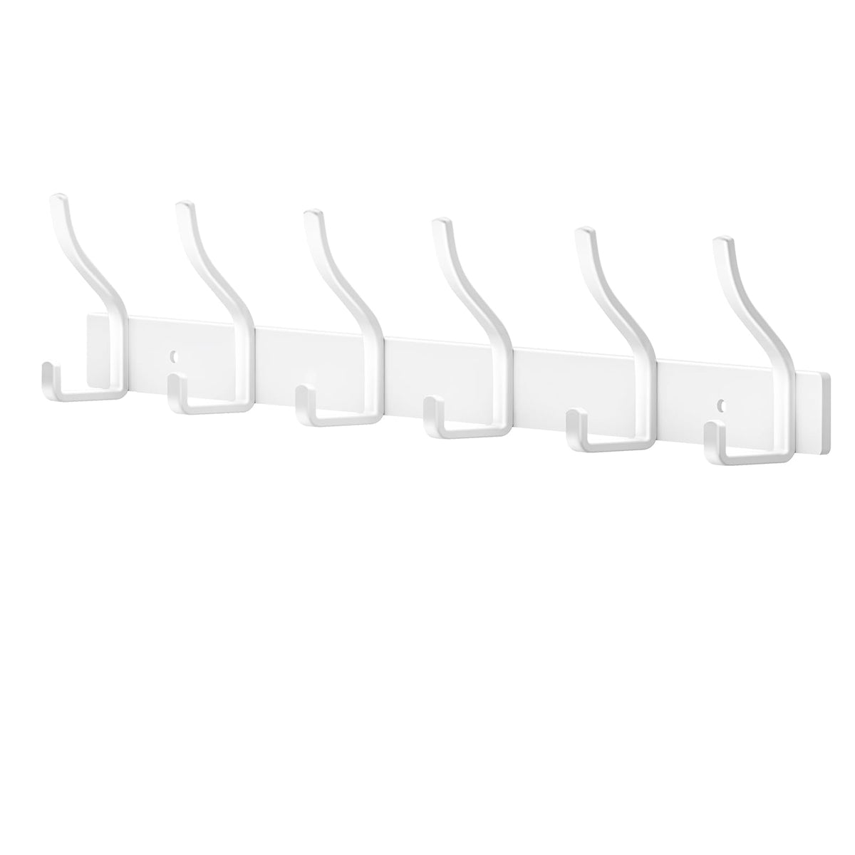 MEIJO Coat Hooks Wall Mounted Stainless Steel, White Coat Rack Wall Mounted with 6 Hooks Heavy Duty Coat Hooks for Door, Bathroom, Bedroom, Kitchen