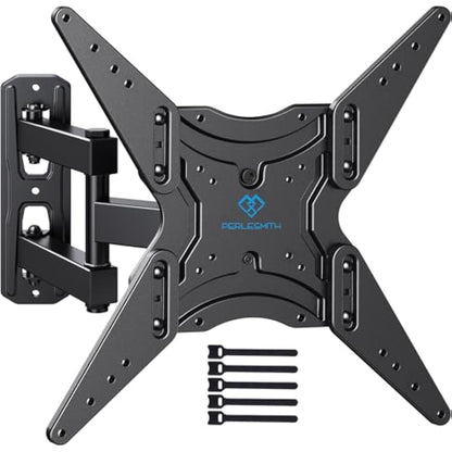 PERLESMITH TV Wall Bracket Swivel Tilt Extend, Universal Wall Mount for 26-60 Inch Flat/Curved TVs, Adjustable TV Brackets Hold up to 35 KG Max.VESA 400x400 mm
