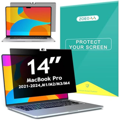 ZOEGAA Magnetic Macbook Pro 14 Inch Privacy Screen(2021-2024,M4,M3,M2,M1),Removable Anti-Blue Light Privacy Screen for MacBook Pro 14 with Webcam Cover