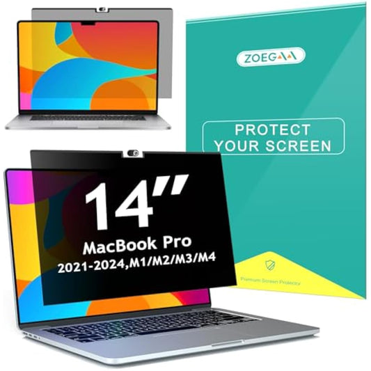 ZOEGAA Magnetic Macbook Pro 14 Inch Privacy Screen(2021-2024,M4,M3,M2,M1),Removable Anti-Blue Light Privacy Screen for MacBook Pro 14 with Webcam Cover