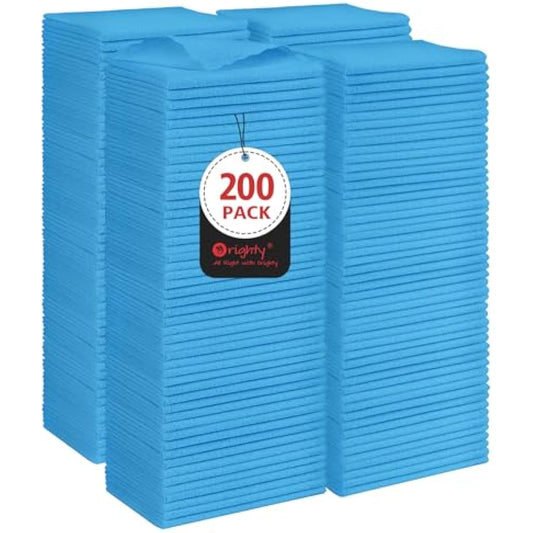 Orighty Cleaning Cloths, Shop Towels 200 Pack, Shop Rags Reusable, Microfiber Cleaning Rags Bulk for Cars, Multi-Purpose Lint Free Towels for Automotive, Mechanic, Kitchen, 29.2 x 29.2cm, Blue