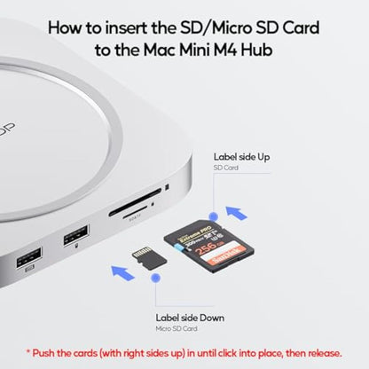 PULWTOP Mac Mini M4 Dock with 4TB M.2 SSD Enclosure (SSD NOT Included), Mac Mini M4/ M4 Pro Hub Stand with HDMI 4K 60Hz, 2024 MacMini USB C Hub Accessories, 3 USB A 2.0, SD/TF Card Slots, 3.5mm Audio