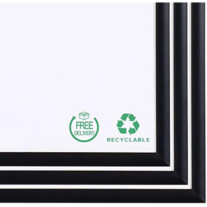 A3 Certificate Picture Frame,3 Pack Black Aluminum Photo Frame with plexiglass for Wall Mount Display,29.7x42 cm,Set of 3