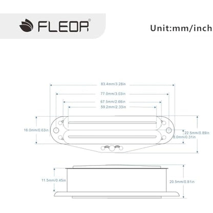 FLEOR Alnico 5 Hot Rail Humbucker Single-Coil-Sized Pickup 6-7K Humbucker Black Fit ST SQ TL Guitar