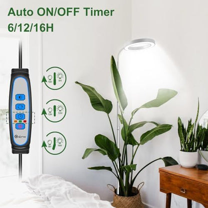 wolezek Grow Light, 80 LEDs Grow Lights for Indoor Plants Full Spectrum, 65in Plant Lights Indoor, 3 Colors LED Grow Light with 360°Gooseneck, 6/12/16H Timer, 5 Brightness, Height Adjustable, White
