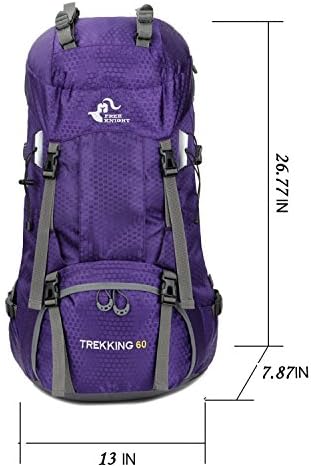 Bseash 60L Waterproof Hiking Camping Backpack with Rain Cover, Lightweight Outdoor Sport Travel Daypack Rucksack for Climbing Skiing