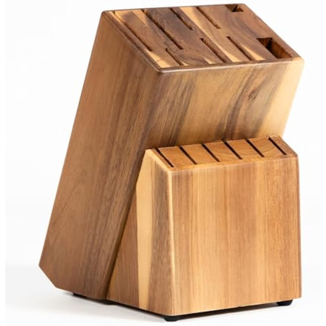 Coninx Acacia Wood Kitchen Knife Block, 15 Slots Holder, Professional Quality Organizer, Secure Stand, Keep Knives Neat & Sharp, Solution for Full Drawers, Display Stand for Storage