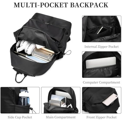 seyfocnia Sports Backpack for Men, Waterproof Gym Back Pack With Shoe Compartment Lightweight Travel Bag Casual Daypack-Black