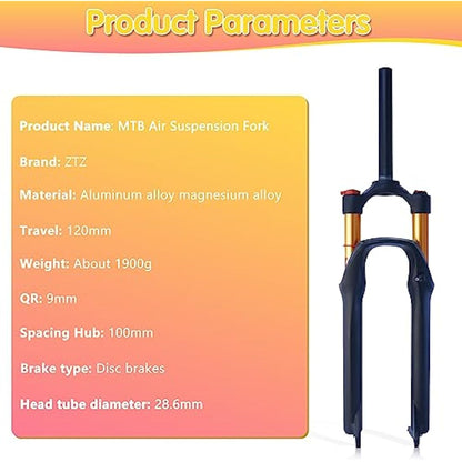 ZTZ Kashima Mountain Bike Front Fork Gas Fork Bicycle Shock Absorber Shoulder Control 26/27.5 32mm Tube Gas Fork