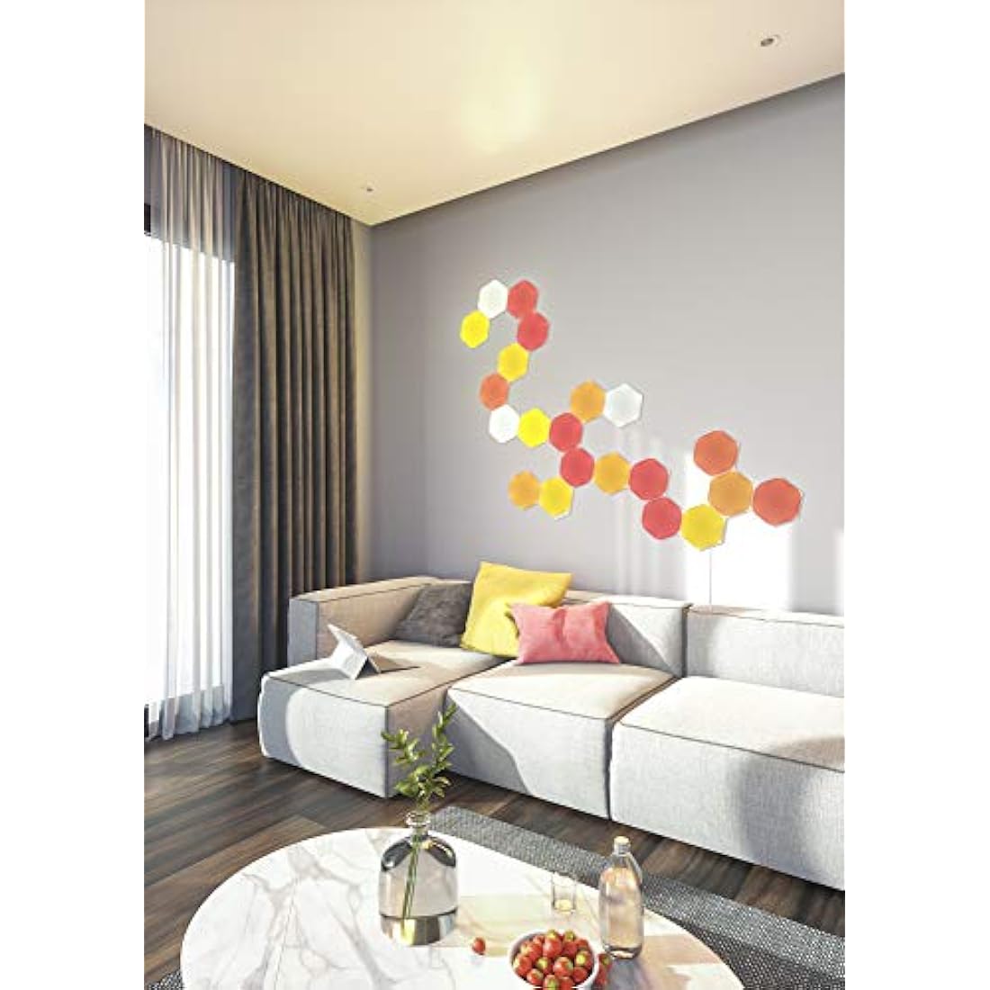 Nanoleaf Shapes Hexagon Starter Kit, 15 LED Smart Light Panels - Dimmable & Modular Wi-Fi Wall Mood Lights, Works with Alexa Google Assistant Apple Homekit, for House Room Decor or Desk