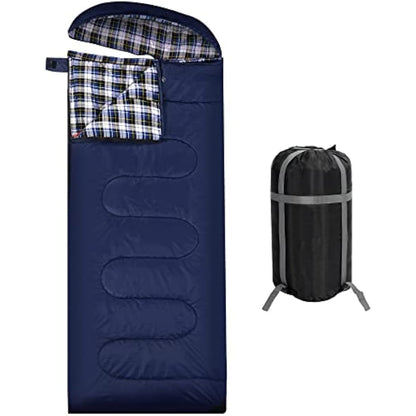 REDCAMP Cotton Sleeping Bag for Adult with Removable Pillow, Wide Sleeping Bag with Hood for 3-4 Season Winter Cold Weather Camping Fishing