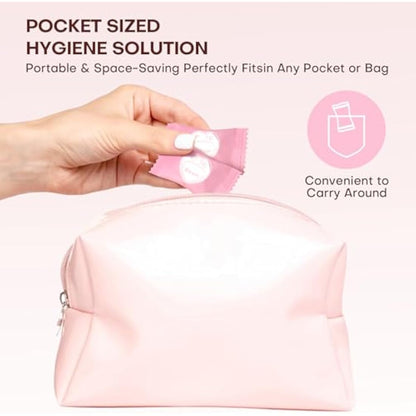 FCAEON Disposable Face Towel 23x19cm 300PACK Individually Wrapped Compressed Cleansing Travel Size Towel Cleansing Wipes Tablets Personal Care Coin Towelettes for Beauty & Personal Care (Pink)