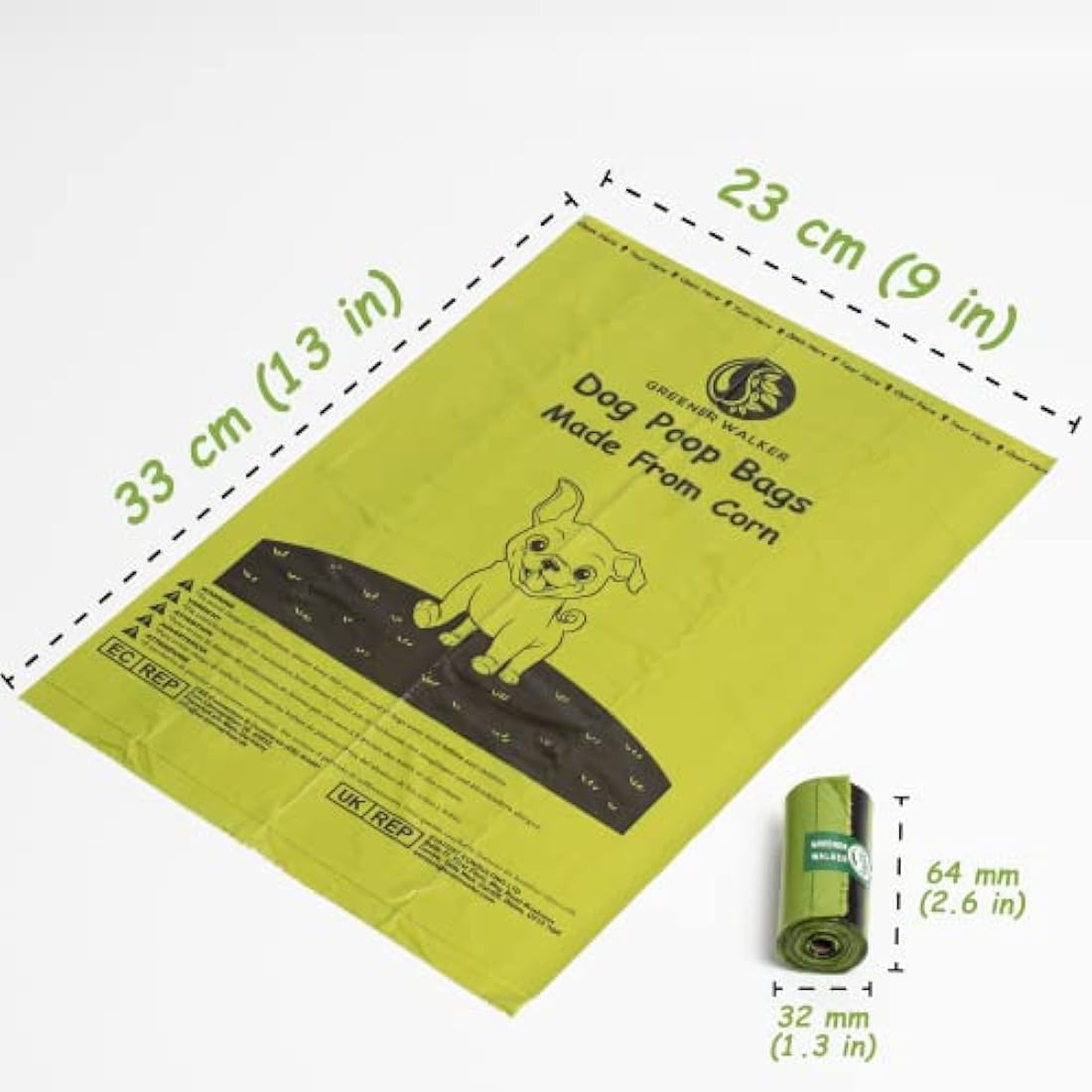 GREENER WALKER Poop Bags for Dog Waste 1080 Bags, Extra Thick Strong 100% Leak Proof Biodegradable Dog Waste Bags (Brown)