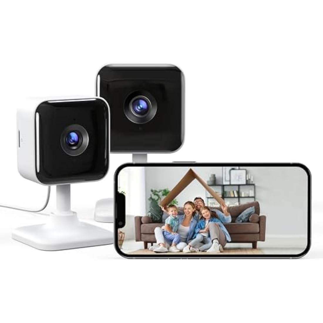 GNCC Indoor Camera 1080P Security Camera 2 Packs CCTV Camera House Security, Home Security Cam, Motion/Sound Detection, 2-Way Audio, Night Vision, Real-Time Alert, SD&Cloud, 2.4G WiFi