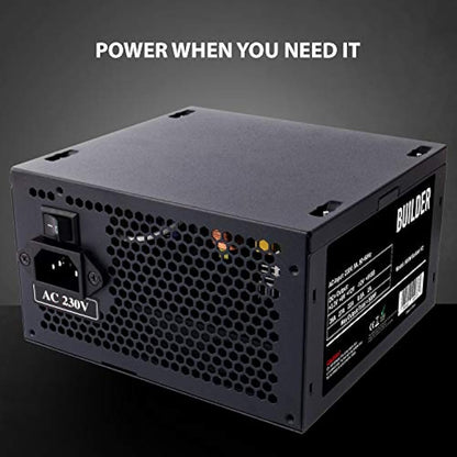 CiT Builder 500W Power Supply, Non Modular, PPFC, 70% Efficiency, 12cm Cooling Fan, An Excellent Entry Level Power Supply, No Power Cable Included | Black