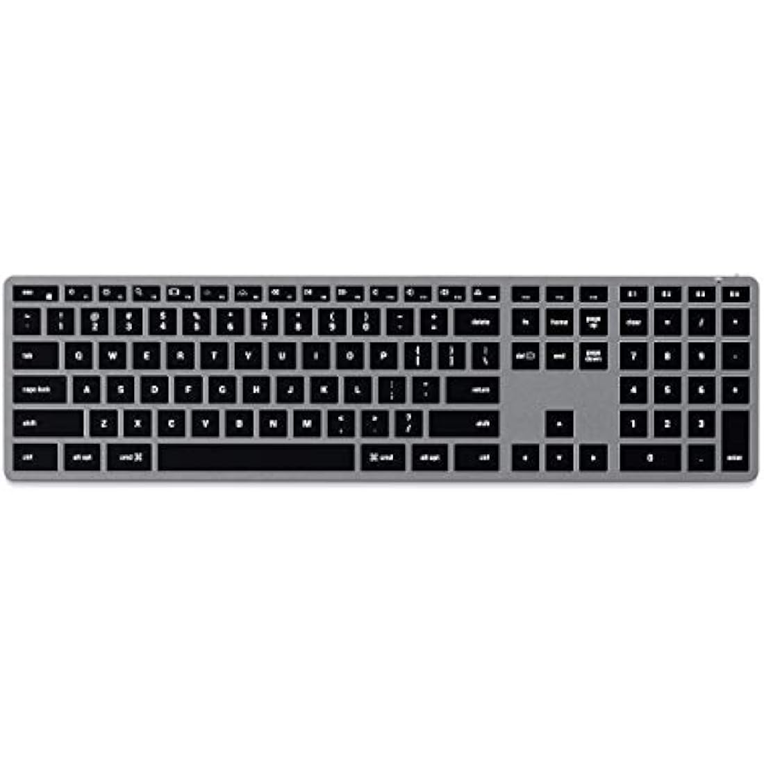 Satechi Slim X3 Bluetooth Backlit Keyboard with Numeric Keypad for Mac, Illuminated Keys & Multi-Device Sync, for Macbook Air/Pro M4, iPad Air/Pro M4, Mac Mini, iMac - Space Grey (US-QWERTY LAYOUT)