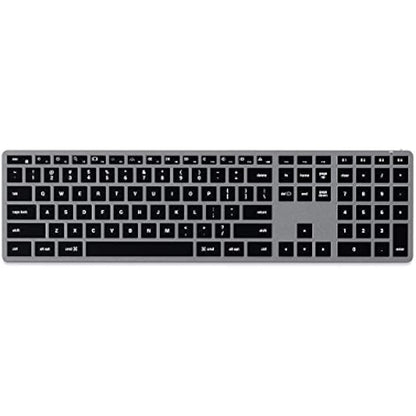 Satechi Slim X3 Bluetooth Backlit Keyboard with Numeric Keypad for Mac, Illuminated Keys & Multi-Device Sync, for Macbook Air/Pro M4, iPad Air/Pro M4, Mac Mini, iMac - Space Grey (US-QWERTY LAYOUT)