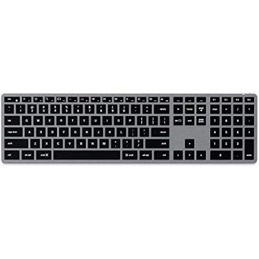 Satechi Slim X3 Bluetooth Backlit Keyboard with Numeric Keypad for Mac, Illuminated Keys & Multi-Device Sync, for Macbook Air/Pro M4, iPad Air/Pro M4, Mac Mini, iMac - Space Grey (US-QWERTY LAYOUT)