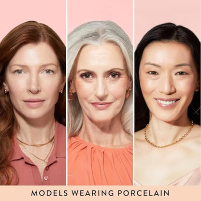 LAURA GELLER Baked Balance-n-Glow Illuminating Powder Foundation (Porcelain) Buildable Sheer to Light Coverage Baked Foundation, Satin Finish