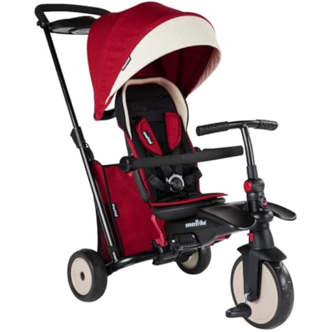 smarTrike STR5 Folding Toddler Trike with Stroller Certification for 1-3 Year Old, 7 in 1 Multi-Stage Trike (Red)
