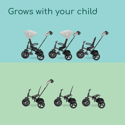Bebeconfort Windy, Baby Trike with Parent Handle, 10 Months - 4 Years, 0-25 Kg, Adjustable to Child, Comfortable and Reversible Seat, Protective Canopy, Compact Fold, Toddler Bike, Tinted Grey