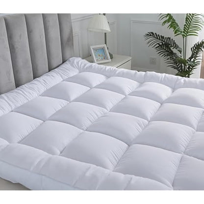 Hotel Quality Box Stitched Microfibre Mattress Topper 5cm Super soft Heavy Fill Orthopaedic Anti Allergy Quilted Mattress Topper (Single, 90cm X 190cm x5cm)