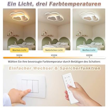 BLMYL 42W LED Ceiling Light, 52CM Creative Cloud Ceiling Lamp, Dimmable Remote Control 3000~6000K, Modern White Ceiling Lights, Used in Living Room,