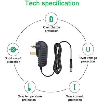 MyVolts 12V power supply adaptor compatible with Roland E-38 Keyboard - UK plug