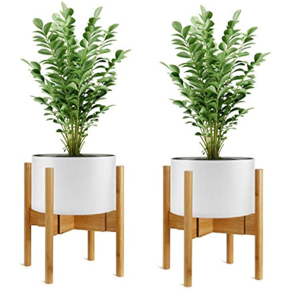 2-Pack Plant Stand, Mid-Century Modern Flower Pot Holder, Flower Pot Holder, Bamboo Adjustable Flower Pot Holder, Indoor Bamboo Modern Plant Holder, Fits Pot Size of 20-30 CM (Plant Pot NOT Included)
