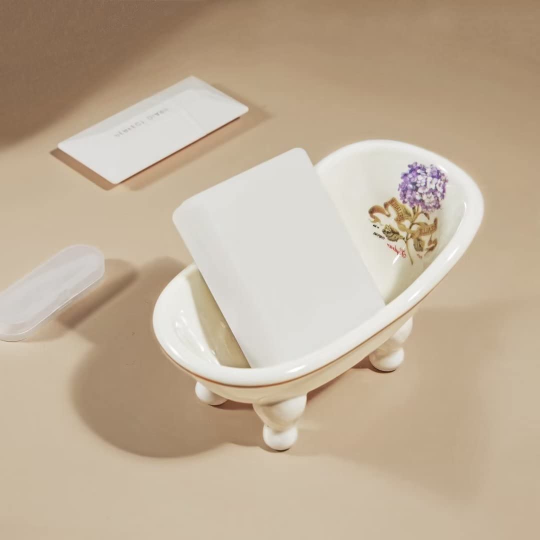 Ceramic Mini Bathtub Soap Dish Decortative Clawfoot Bathroom Soap Dish (Style 05)