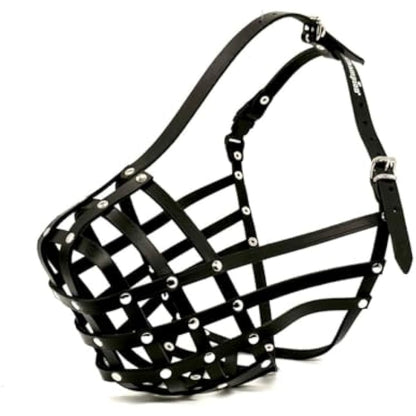 L&J Pets Uk Light leather Dog Muzzle for Dogue de Bordeaux and Bullmastiff and Other (Black Leather, DB2)