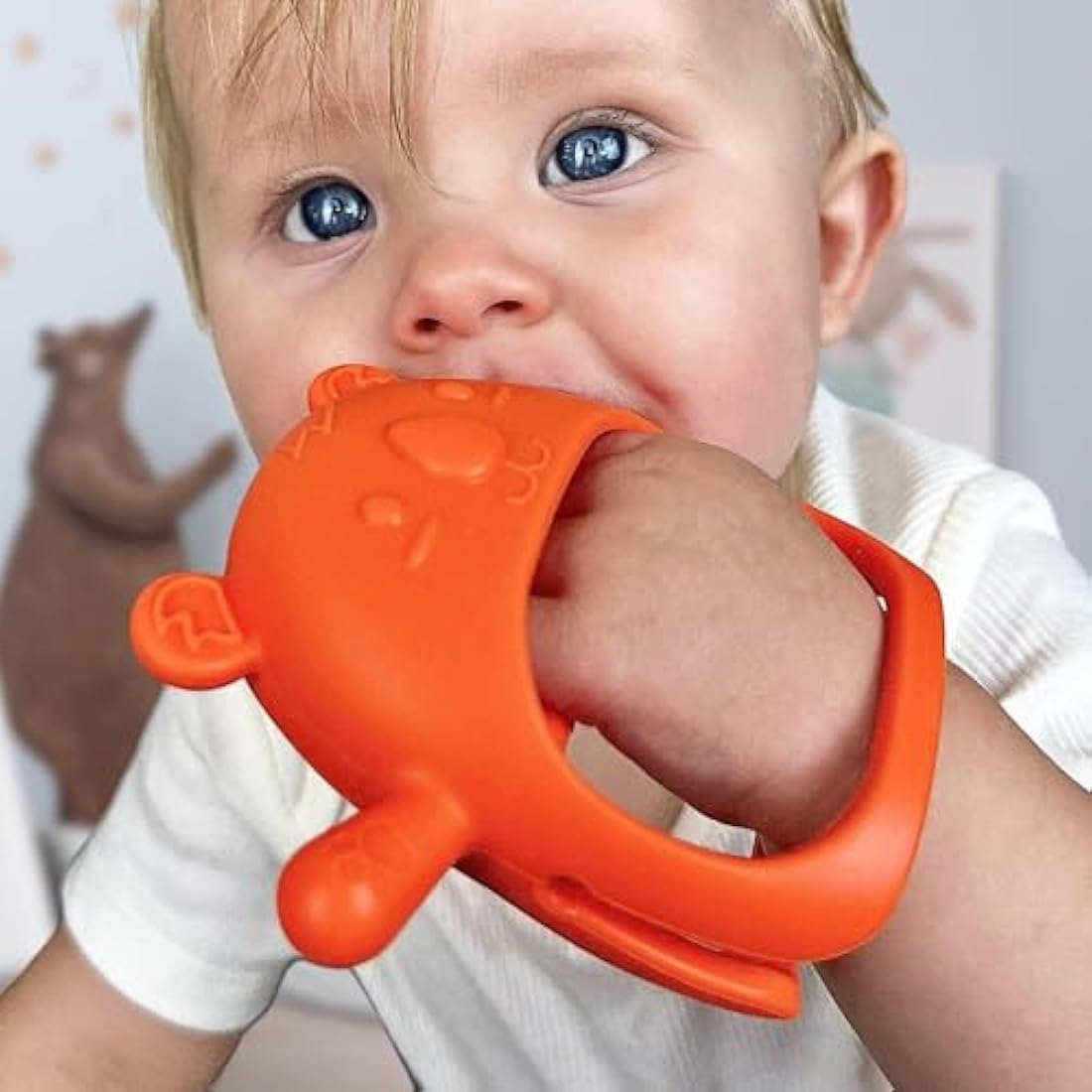 Infatot® Teething Toys for Baby Gifts – 2-Pack Koda Koala Teether Mitten Glove, Soothing Hand Teethers for Infants, Baby Toys 0-6 Months and Up, Newborn Essentials for Teething Relief, Orange