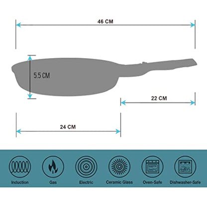 Frying Pans | Heavy Duty | Scratch Resistant | Detachable Handles | Induction, Gas, Electric Hobs Safe | Chemical Free Super Non-Stick |Ultimate Kitchen Cookware with Easy Cleaning