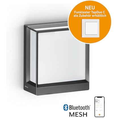 STEINEL Smart LED Outdoor Wall Light L 40 C, dimmable Outdoor Light, Warm White, Remote Control via App, Aluminium