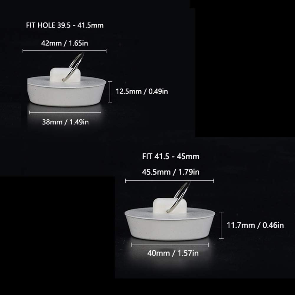 KOMUNJ Pack of 6 Rubber Sink Plug Covers, White Plugs for Sink with Hanging Ring, 6 Sizes Bath Plug, Sink Plug, Bathtub Rubber Stopper