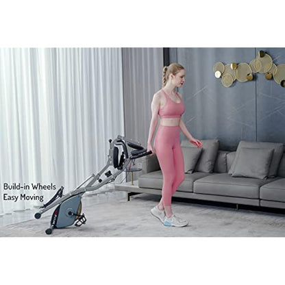 AceFuture 4-IN-1 Exercise Bikes for Home Use, Folding Indoor Stationary Cycling Bike with Arm/Leg Workout Bands,16 Levels Magnetic Resistance Fitness Bicycle with Hand Pulse and Phone/Tablet Holder